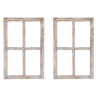 Deko-Fensterrahmen Nostalgie Holz Deko Fenster braun gewischt shabby 40 x 2 x 60 cm als 2-er oder 4-er Set