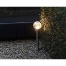 dekorative solarbetriebene LED Stableuchte warmweiß als Kugelleuchte mit Echtglas Cracklee-Glaskuppel im 2-er Set