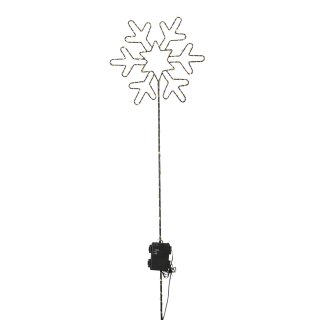 dekorative LED Leuchte Schneeflocke als doppelte Silhouette am Stab als Beetstecker für innen und außen