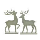 dekorative Deko-Hirsche Hirschfiguren als Silhouette moosgrün samtig beflockt mit kleinen Goldpunkten