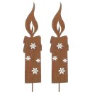 dekorativer Deko-Stecker Garten-Stecker Blumenpick Kerze als flache Silhouette Metall rostig