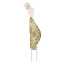 stimmungsvoller Blumenstecker Dekofigur König als flache Silhouette aus Metall beidseitig gold oder silber mit Krone in verschiedenen Größen