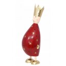 stimmungsvolle mittlere Dekofigur König zum stellen mit großer Krone in weinrot und tannengrün mit goldenen Sternchen oder goldenen Kronen aus Metall