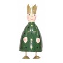 putzige kleine Dekofigur König zum stellen in weinrot und tannengrün mit goldenen Sternchen und goldenen Kronen aus Metall