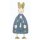 putzige kleine Dekofigur König zum stellen in cremeweiß und taubengrau-blau mit goldener Krone aus Metall