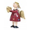 putziger kleiner Engel Lena zum stellen mit rotem Herzchen und goldenen Flügelchen Metall handbemalt