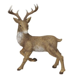 stimmungsvoller dekorativer Hirsch als Weihnachtshirsch liegend und stehend in braun stehend