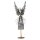 nostalgischer stimmungsvoller Deko Engel als Windlichtengel mit großen Flügeln und Flöte silber schwarz kupfer Vintage Optik