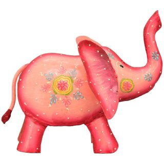 dekorative witzige Spardose Sparbüchse rosa Elefant Metall bemalt