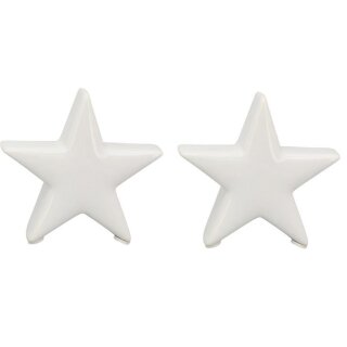 dekorativer stimmungsvoller kleiner Deko-Stern Keramikstern dreidimensional weiß glänzend Preis für 2 Stück