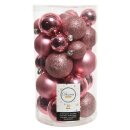 30er Set Kugelmix PVC rosa Weihnachtskugeln Baumschmuck...