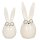 dekorativer niedlicher Osterhase als Ei mit Brille und extra langen Ohren Keramik weiß