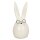 dekorativer niedlicher Osterhase als Ei mit Brille und extra langen Ohren Keramik weiß