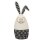 dekorativer niedlicher Osterhase als ovales Ei mit goldener Nickelbrille und gestreiften langen Ohren Metall schwarz weiß mit Blümchen oder Kringeln