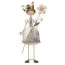dekorative nostalgische Dekofigur Mädchen mit Blume und silberner Krone oder goldener Haarschleife Metall von Hand bemalt