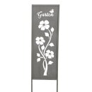 dekorativer Gartenstecker als Gartenschild mit Schriftzug "Garten" oder "Willkommen" Metall grau lackiert
