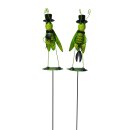 dekorativer witziger Gartenstecker Grashüpfer mit Zylinder mit Schaufel oder Schere Metall bemalt 2 Modelle zur Auswahl
