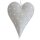dekorativer leicht bauchiger Anhänger Herz Metallherz hellgrau mit weißen Punkten Landhausoptik