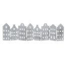 dekorative Silhouette Häuserzeile 3 oder 8 Häuser als Paravent Metall hellgrau-weiß beidseitig farbig in verschiedenen Größen