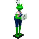 lustiger Deko-Frosch Garten-Frosch Dekofigur Grillfrosch mit Kochmütze und Schild GRILLKÖNIG Metall bemalt
