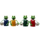 lustiger Zaunhocker Frosch im farbigen Trickot mit Fußball als Fußballfrosch Metall bemalt verschiedene Farben zur Auswahl