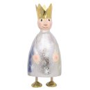 putzige kleine Dekofigur König zum stellen in azurblau silber creme mit goldener Krone aus Metall hergestellt in Handarbeit