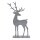 dekorativer Deko-Hirsch große Hirschfigur als flache Silhouette aus Metall in hellgrau