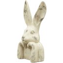 kleiner putziger origineller Osterhase als Büste Poly cremeweiß matt gefleckte shabby Vintage Optik