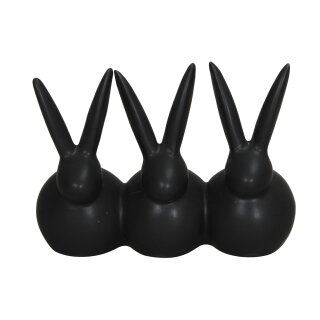 putzige originelle kuschelnde kleine Osterhasen aus Porzellan in schwarz matt als 3-er Figur
