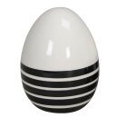 dekoratives frühlingshaftes Deko-Ei Oster-Ei Keramik schwarz weiß gemustert mit Punkten oder Streifen