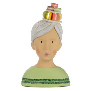 Ladykopf Dekokopf Dekobüste Dame mit Hut aus bunten Macarons