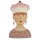 Ladykopf Dekokopf Dekobüste Dame mit rosa Muffin als Hut und weiß rosa pinken Kugelohrringen