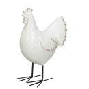 dekorativer Deko-Hahn Deko-Huhn als Gartendeko weiß - beige shabby Optik