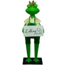 Dekofigur Dekofrosch Gartenfigur Frosch mit goldener Krone und Schild LIEBLINGSPLATZ