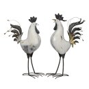dekorative große Dekofigur Huhn oder Hahn Metall weiß schwarz mit silber oder gold shabby Optik 2 Motive zur Auswahl