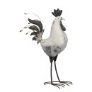 dekorative große Dekofigur Huhn oder Hahn Metall weiß schwarz mit silber oder gold shabby Optik 2 Motive zur Auswahl