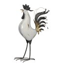 dekorative große Dekofigur Huhn oder Hahn Metall weiß schwarz mit silber oder gold shabby Optik 2 Motive zur Auswahl