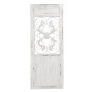 dekorative Wanddeko Wandobjekt aus Holz mit schnörkeligem Metallgitter shabby weiß im Landhausstil