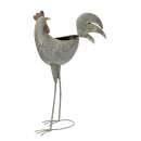 dekorative Gartendeko als Hahn und Huhn zum bepflanzen Metall grau shabby Optik