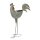 dekorative Gartendeko als Hahn und Huhn zum bepflanzen Metall grau shabby Optik