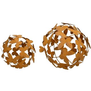 dekorative Dekokugel Gartenkugel Metallkugel mit Schmetterlingen Metall rostig in verschiedenen Größen