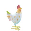 dekoratives frühlingshaftes buntes Figurenset Hahn Boris und Huhn Bea Metall bemalt