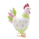 dekoratives frühlingshaftes buntes Figurenset Hahn Boris und Huhn Bea Metall bemalt