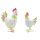dekoratives frühlingshaftes buntes Figurenset Hahn Boris und Huhn Bea Metall bemalt