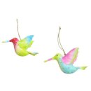 dekorativer Deko-Anhänger federleichter Baumanhänger als farbenfroher Colibri aus Metall in verschiedenen Farben im 2-er Set