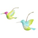 dekorativer Deko-Anhänger federleichter Baumanhänger als farbenfroher Colibri aus Metall in verschiedenen Farben im 2-er Set