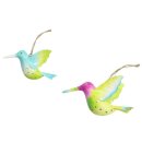 dekorativer Deko-Anhänger federleichter Baumanhänger als farbenfroher Colibri aus Metall in verschiedenen Farben im 2-er Set